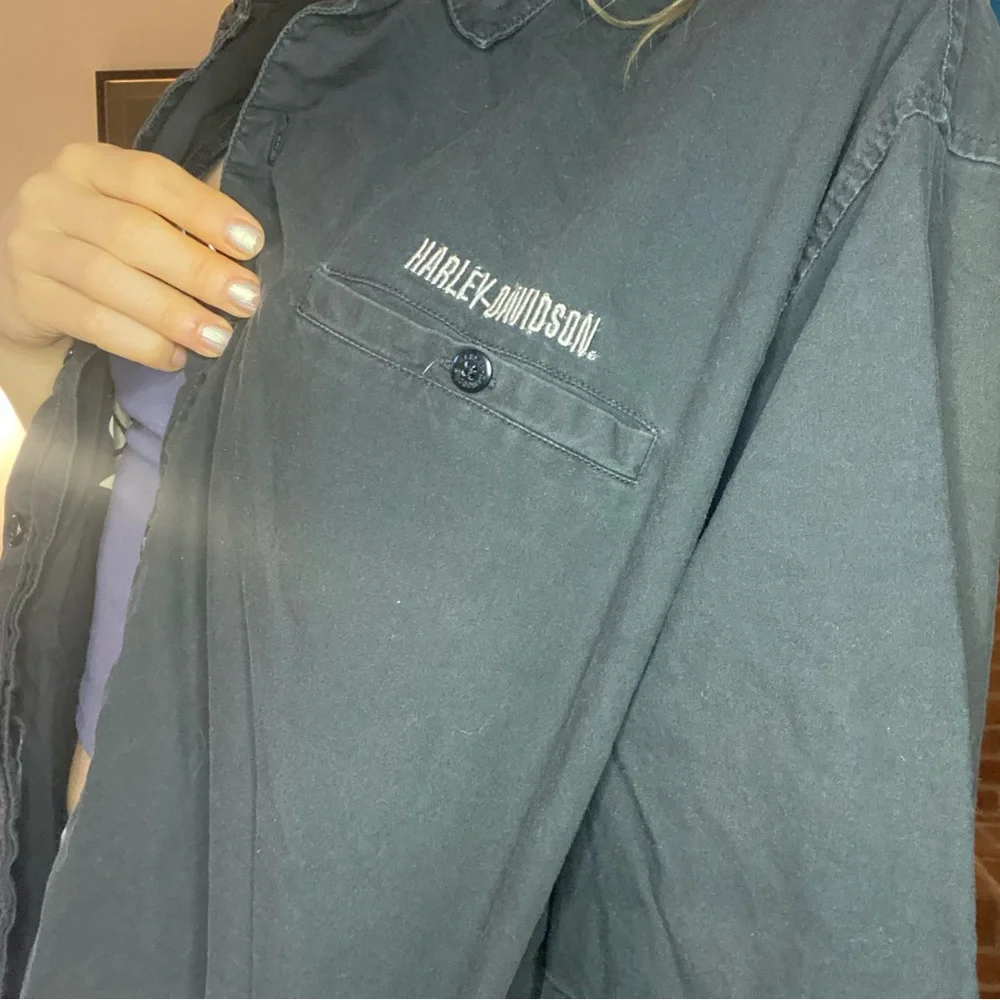 Harley-Davidson Y2K Oversized Menswear Eagle Pocket Embroidery Mechanic … - Picture 5 of 14